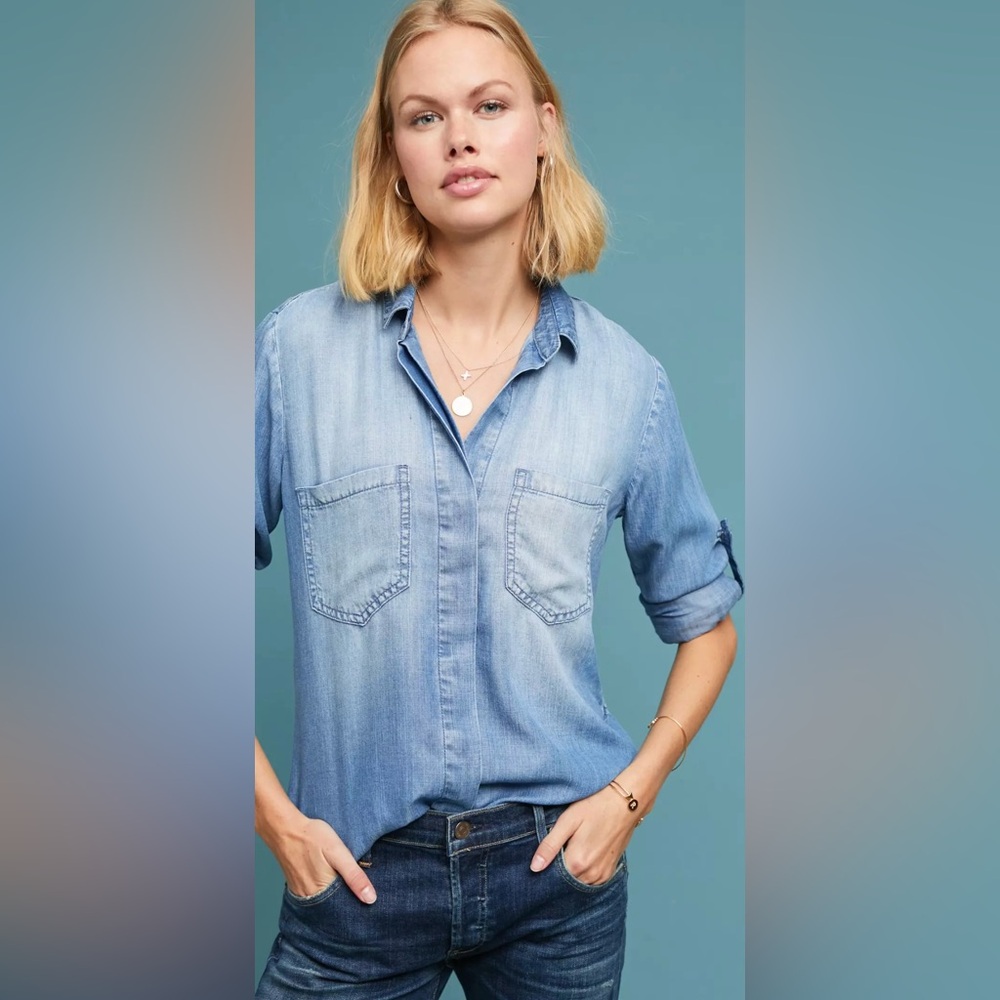 Cloth & Stone Split-Back Chambray Button-Down, Si… - image 1